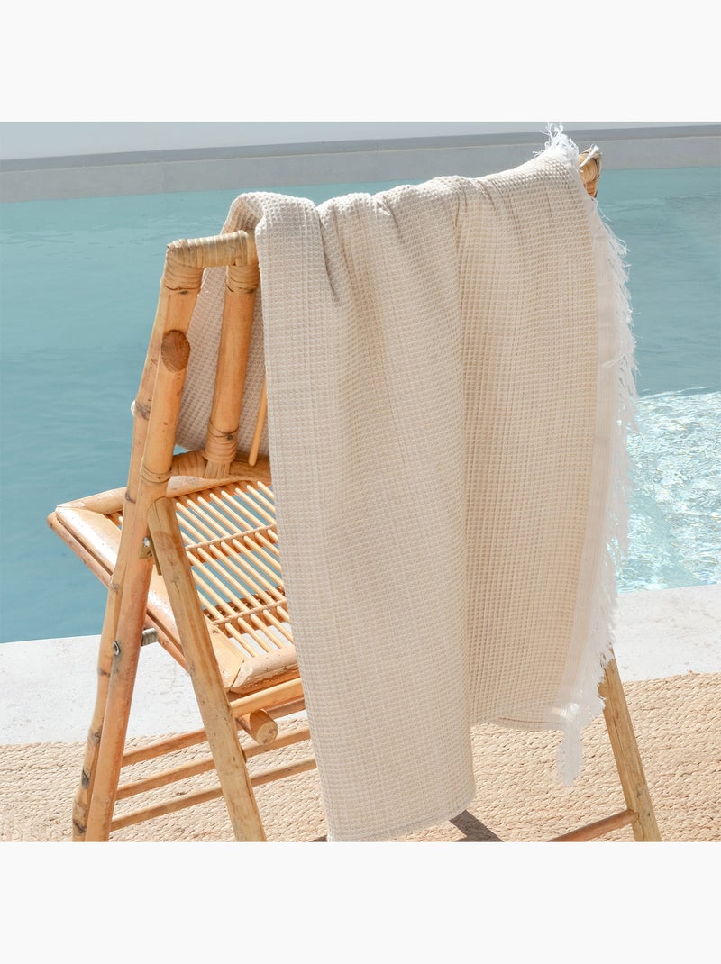 Toalla pareo de playa, tejido nido, Fouta - Gamusi. Beige - Kiabi