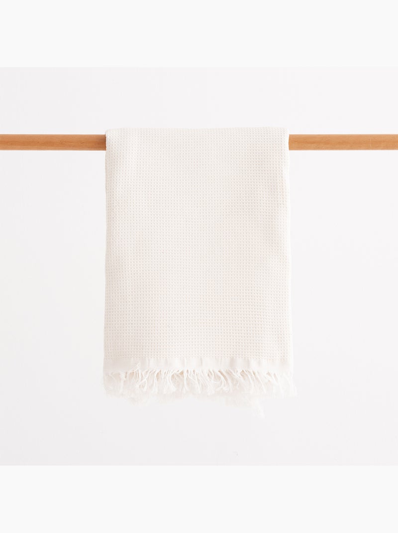 Toalla pareo de playa, tejido nido, Fouta - Gamusi. Blanco - Kiabi