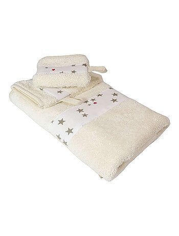 Toalla y 2 paños de baño de rizo de algodón ÉTOILE