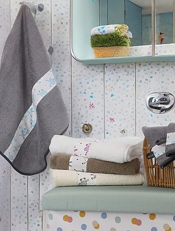Toalla y 2 paños de baño de rizo de algodón TOURNICOQUIN
