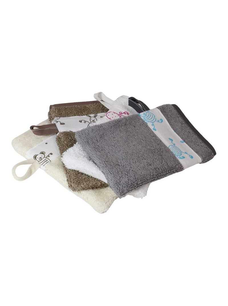 Toalla y 2 paños de baño de rizo de algodón TOURNICOQUIN Taupe - Kiabi