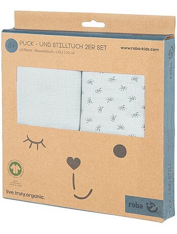 Toallas de lactancia en algodón orgánico 2 piezas - ROBA 'Lil planet'