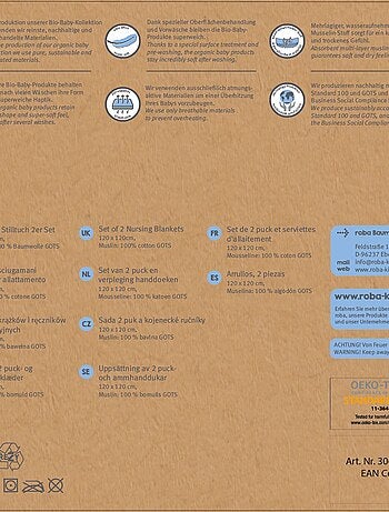 Toallas de lactancia en algodón orgánico 2 piezas - ROBA 'Lil planet'