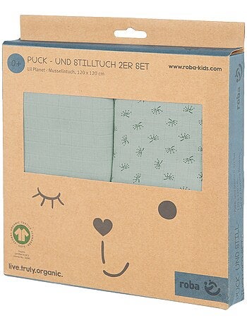 Toallas de lactancia en algodón orgánico 2 piezas - ROBA 'Lil planet'