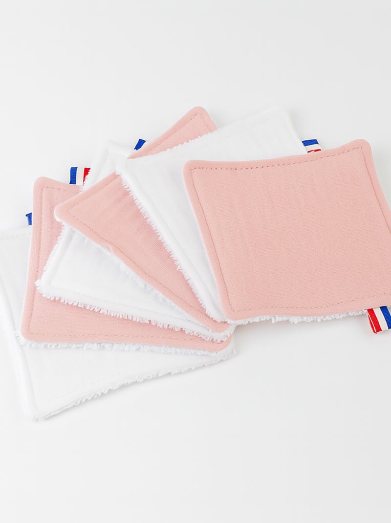 Toallitas lavables de algodón orgánico Blanco Rosa - Kiabi