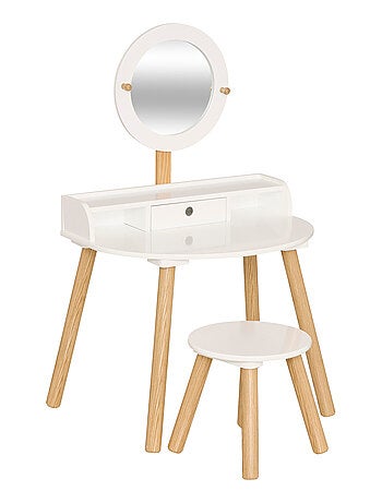 Tocador infantil con espejo y taburete a juego