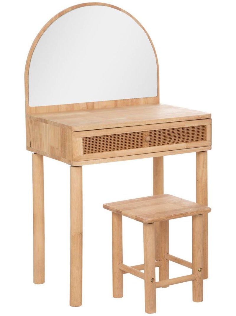 Tocador infantil y taburete de madera de hevea 55x100cm Beige - Kiabi