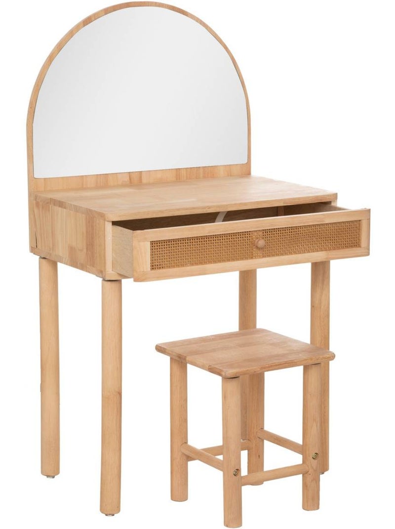 Tocador infantil y taburete de madera de hevea 55x100cm Beige - Kiabi