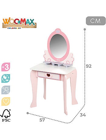 Tocador madera c/taburete y accesorios WOOMAX