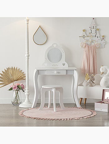 Tocador y taburete infantil demoiselle blanco l71,5cm