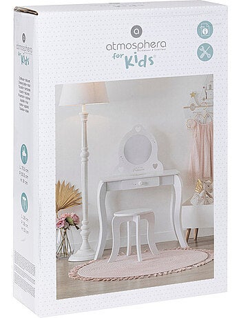 Tocador y taburete infantil demoiselle blanco l71,5cm