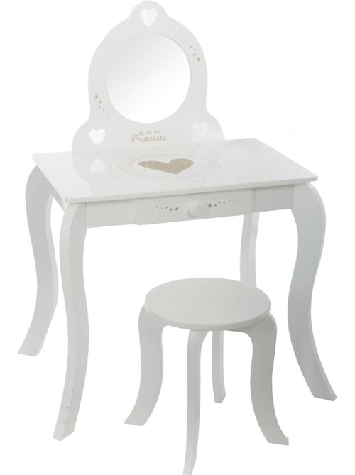 Tocador y taburete infantil demoiselle blanco l71,5cm - Kiabi Tocador y taburete infantil demoiselle blanco l71,5cm - Kiabi