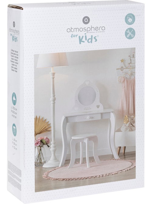 Tocador y taburete infantil demoiselle blanco l71,5cm - Kiabi Tocador y taburete infantil demoiselle blanco l71,5cm - Kiabi