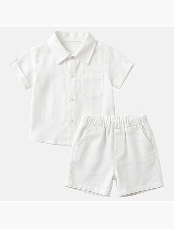 Tom Kids - Conjunto bebé niño ceremonia bautizo camisa de manga corta y pantalón corto