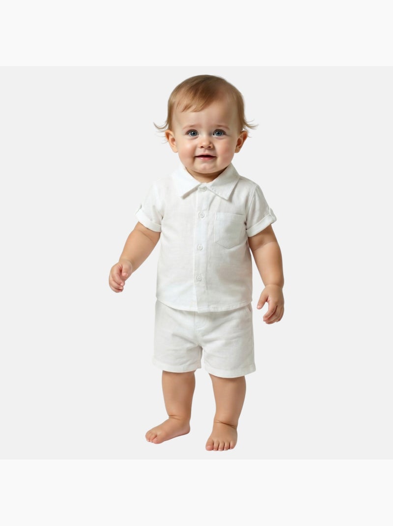 Tom Kids - Conjunto bebé niño ceremonia bautizo camisa de manga corta y pantalón corto Blanco - Kiabi