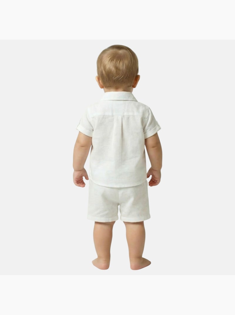 Tom Kids - Conjunto bebé niño ceremonia bautizo camisa de manga corta y pantalón corto Blanco - Kiabi