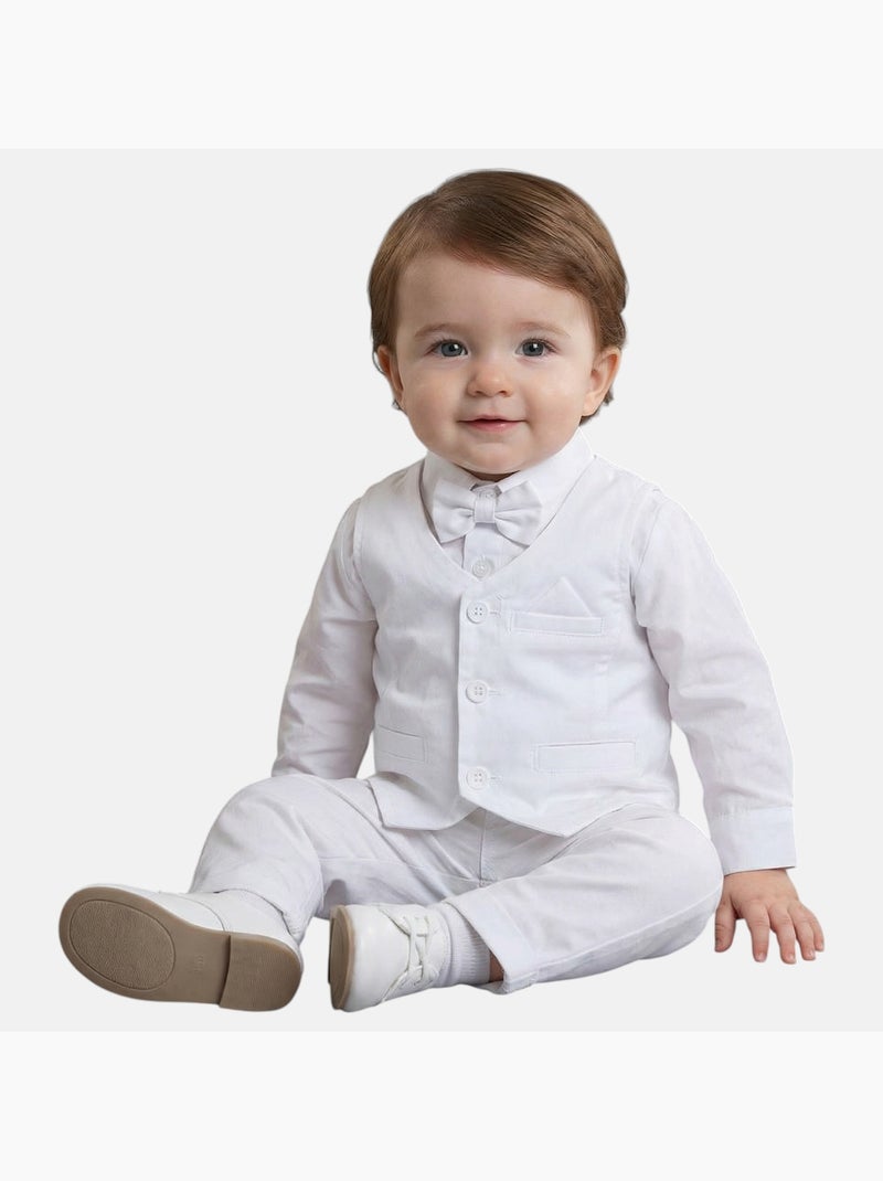 Tom Kids - Conjunto bebé niño ceremonia camisa chaleco pajarita y pantalón Blanco - Kiabi