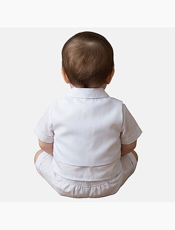 Tom Kids - Conjunto bebé niño ceremonia camisa chaleco pajarita y pantalón corto