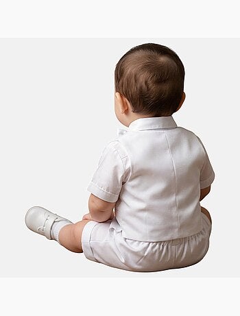 Tom Kids - Conjunto bebé niño ceremonia camisa chaleco pajarita y pantalón corto