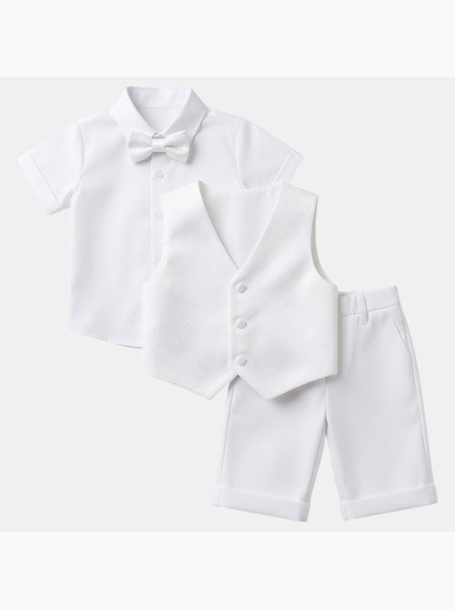 Tom Kids - Conjunto bebé niño ceremonia camisa chaleco pajarita y pantalón corto - Kiabi