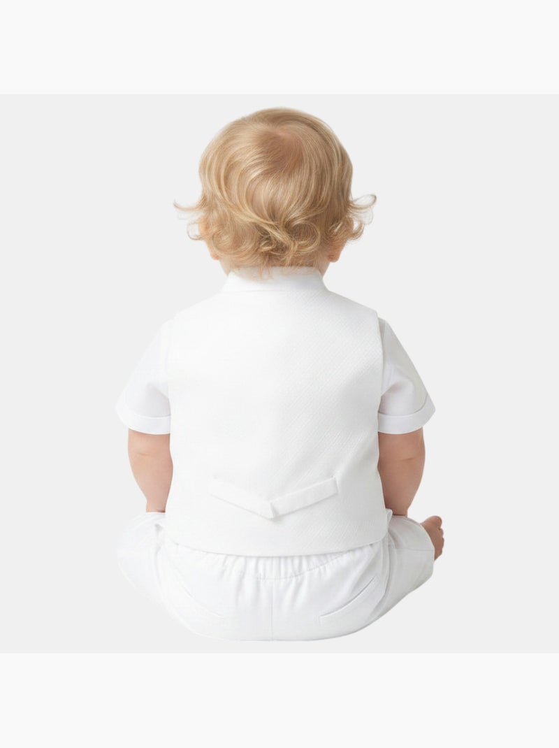 Tom Kids - Conjunto bebé niño ceremonia camisa chaleco pajarita y pantalón corto Blanco - Kiabi