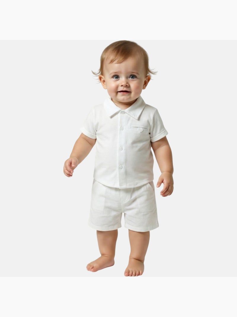 Tom Kids - Conjunto bebé niño ceremonia camisa de manga corta y pantalón corto Blanco - Kiabi