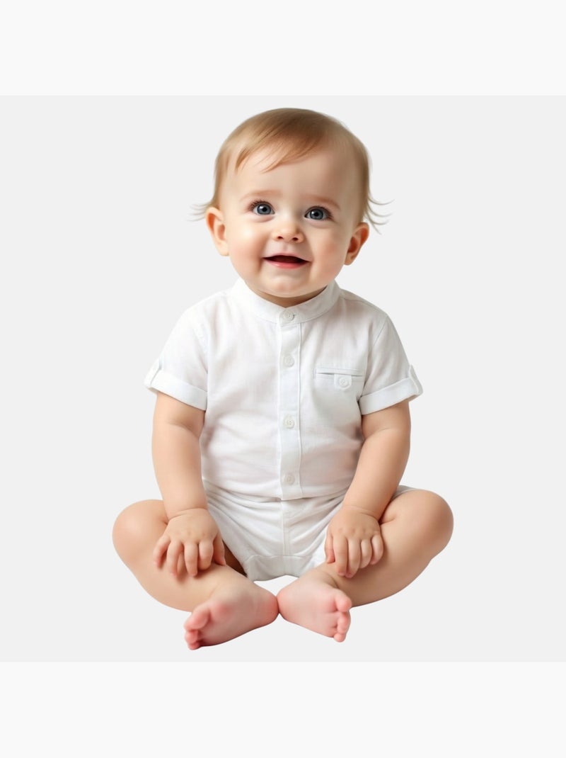 Tom Kids - Conjunto bebé niño para ceremonia camisa de manga corta y pantalón corto Blanco - Kiabi