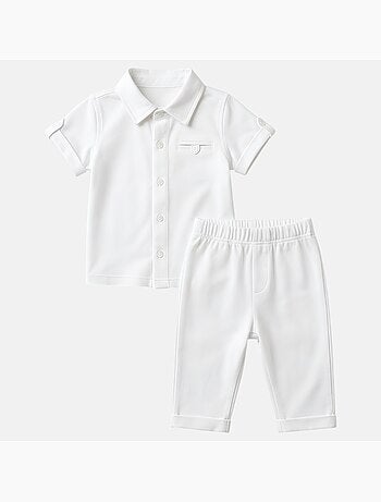 Tom Kids - Conjunto bebé niño para ceremonias estivales camisa chaleco pajarita y pantalón corto