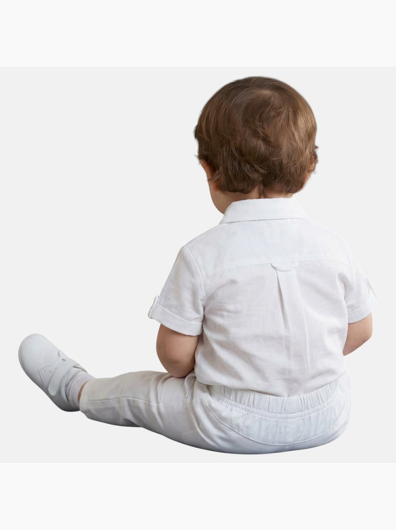 Tom Kids - Conjunto bebé niño para ceremonias estivales camisa chaleco pajarita y pantalón corto Blanco - Kiabi