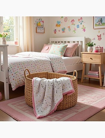 Tom Kids - Manta suave para niña con lunares dorados