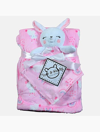 Tom Kids - Manta suave para niña con peluche conejo