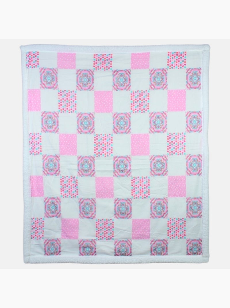 Tom Kids - Plaid suave y cómodo con motivos rosas Rosa - Kiabi