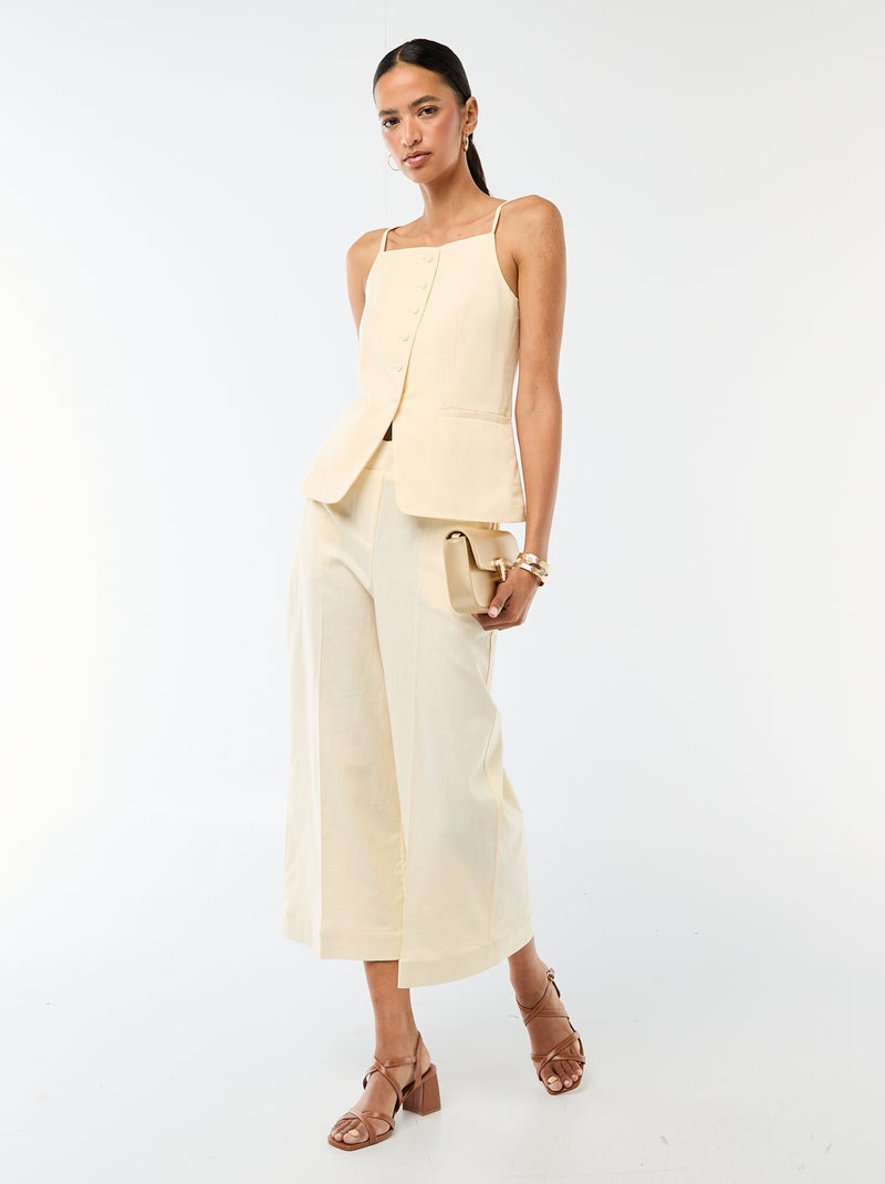 Top abotonado de tirantes Beige - Kiabi