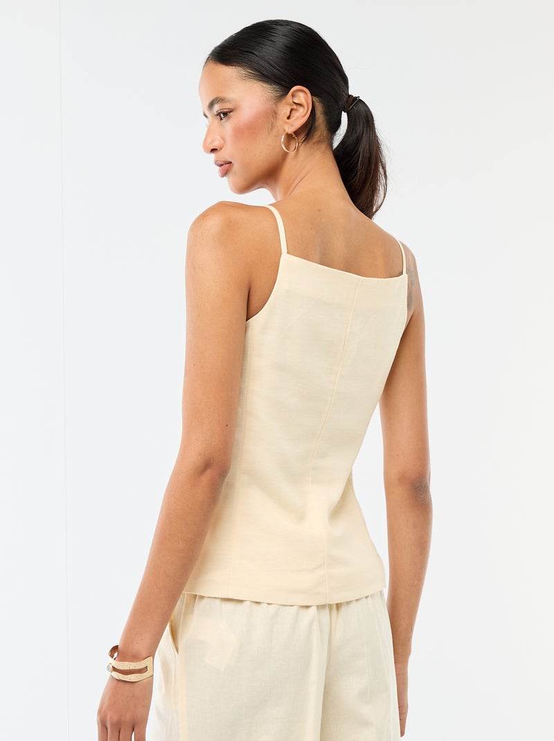 Top abotonado de tirantes Beige - Kiabi