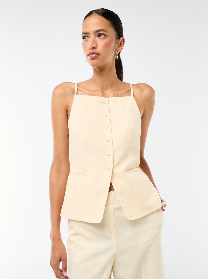 Top abotonado de tirantes Beige - Kiabi