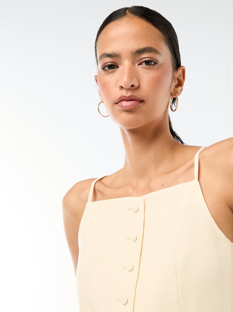 Top abotonado de tirantes Beige - Kiabi