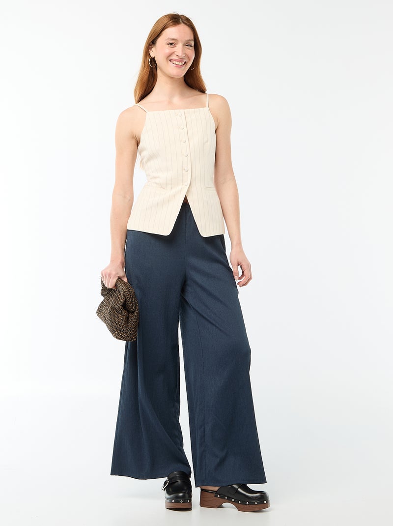 Top abotonado de tirantes Beige - Kiabi