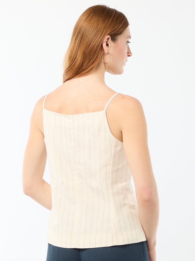 Top abotonado de tirantes Beige - Kiabi