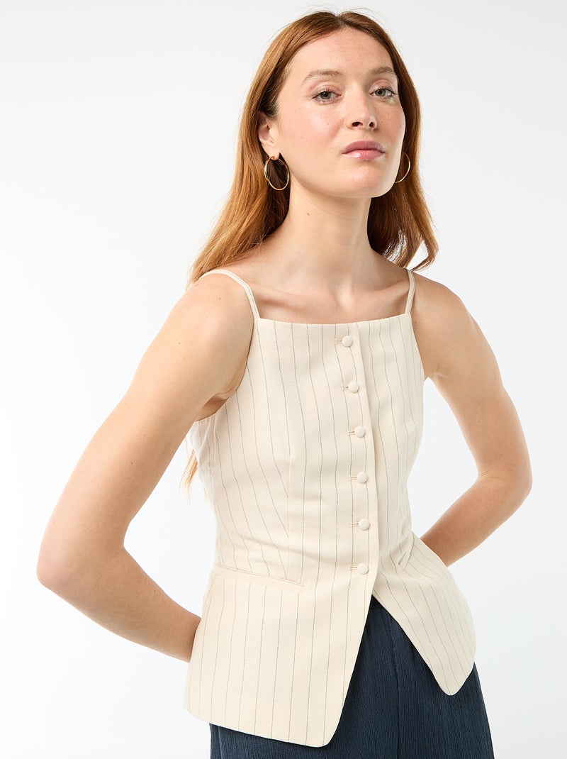 Top abotonado de tirantes Beige - Kiabi