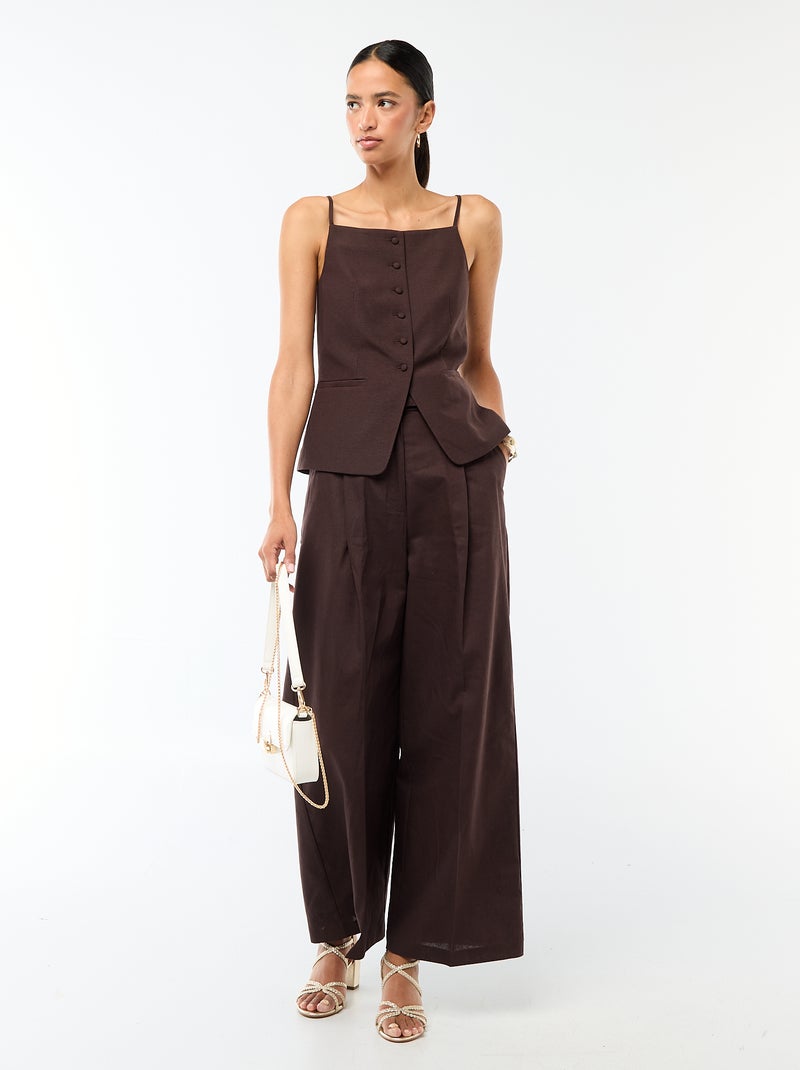 Top abotonado de tirantes Marron - Kiabi