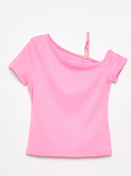 Top acanalado con cuello asimétrico - Kiabi
