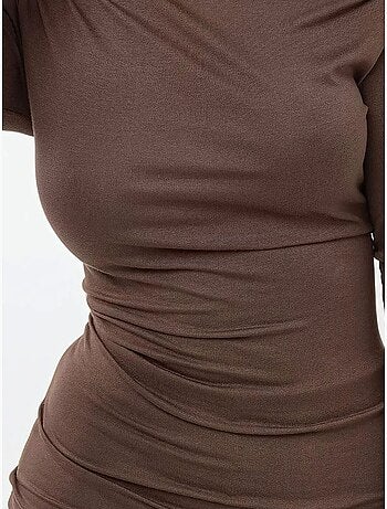 Top ajustado de manga larga con cuello asimétrico hiccup