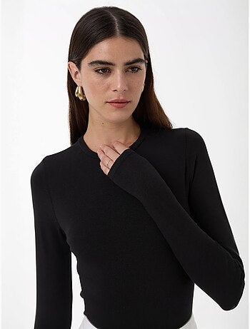 Top ajustado de manga larga con cuello redondo hiccup