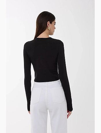 Top ajustado de manga larga con cuello redondo hiccup