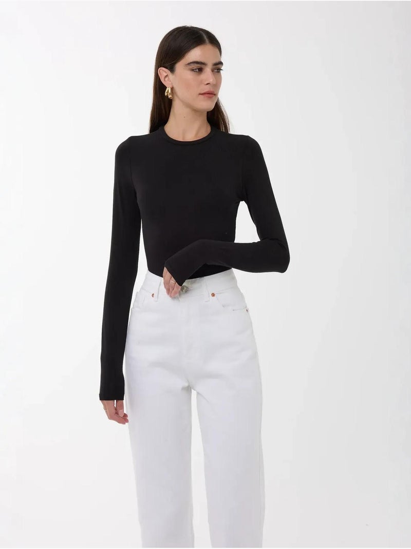 Top ajustado de manga larga con cuello redondo hiccup Negro - Kiabi