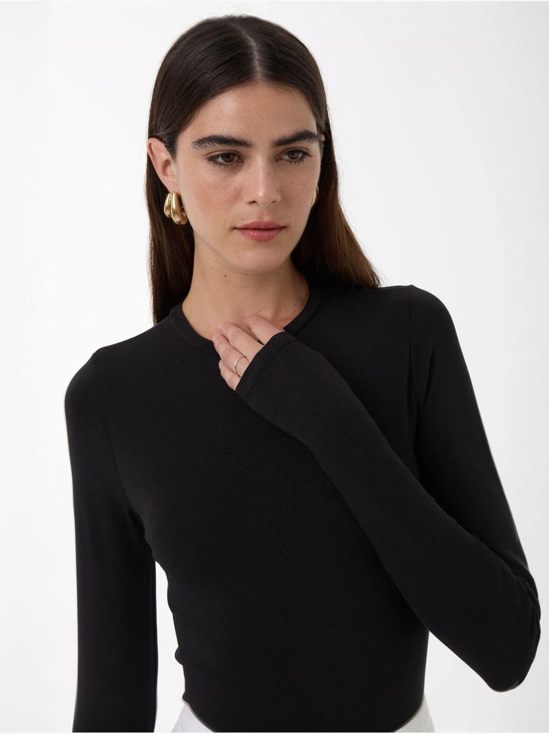 Top ajustado de manga larga con cuello redondo hiccup Negro - Kiabi