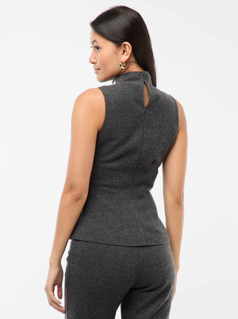 Top ajustado de punto suave Gris - Kiabi