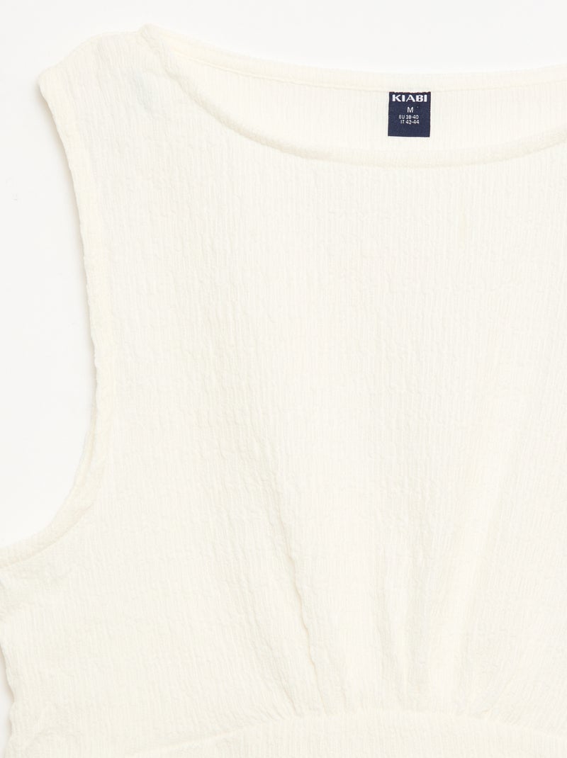 Top ajustado de tejido crepé Beige - Kiabi