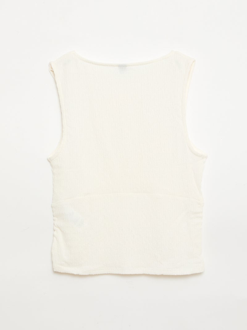 Top ajustado de tejido crepé Beige - Kiabi