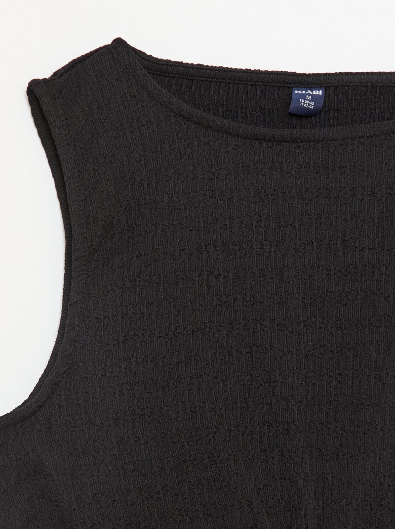 Top ajustado de tejido crepé Negro - Kiabi